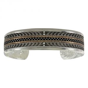 Montana Silversmiths Antiqued Two Tone Stitched Feathers Cuff Bracelet (BC3479RG)